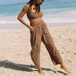OZMA of California / Crop Wide Leg, Regen Silk Noil, Umber